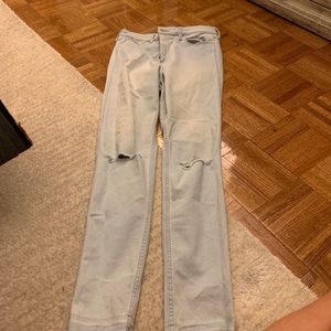 Light blue high rise rip jeans from A&F